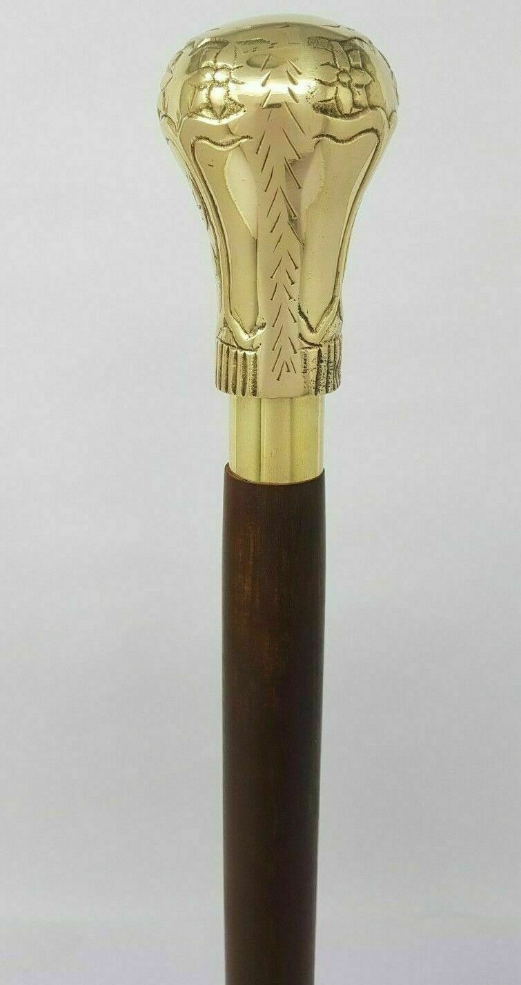 Solid Brass Round Knob Head Handle Brown Shaft Wa… - image 5