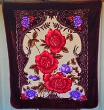 RED ROSES FLOWERS BOUQUET FLORAL ROSE FLOWER QUEEN SIZE BLANKET