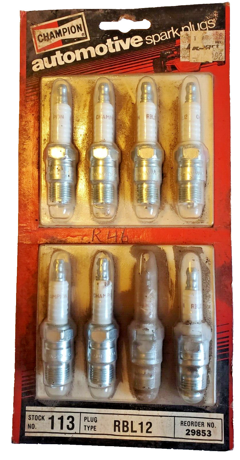 Vintage Champion RBL-12 Resistor Spark Plugs Set of 8 Sealed in blister pack.NOS
