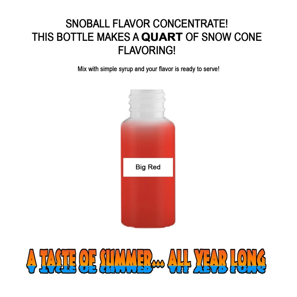 SUMMER SNOW ENTERTAINMENT BIG RED MIX Snow CONE/SHAVED ICE Flavor QUART #1 CONCESSION