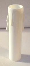 4" WHITE PLASTIC CANDELABRA CANDLE COVER WITH DRIPS 7/8"O.D. NEW 50263J