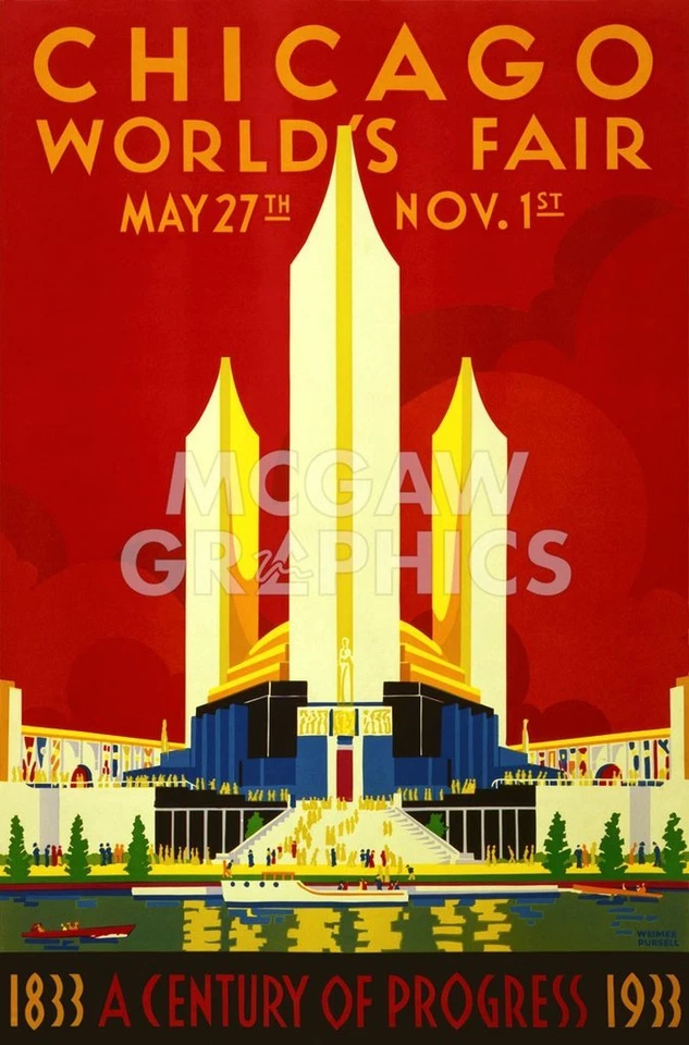 Chicago Worlds Fair, Vintage Poster, Wall Decor Home Art Print 14" x 11"  1760 - Image 2 of 3