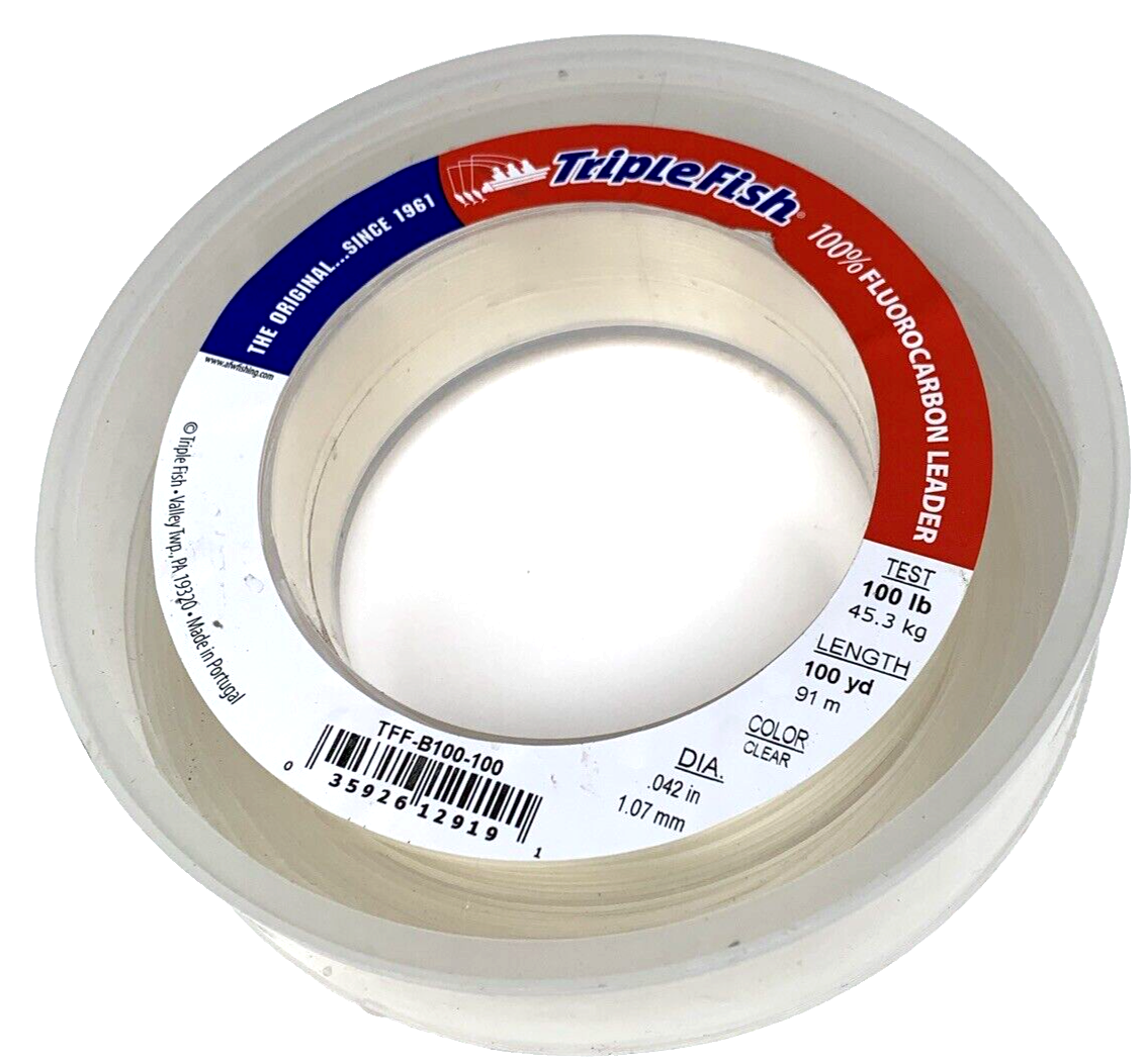 Triple Fish 100% Fluorocarbon Leader, 100 Lbs Test / 100 Yds