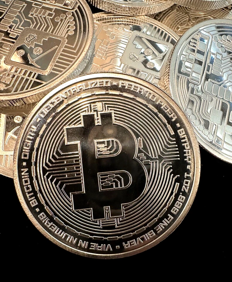 5X Bitcoin 1 oz .999 Fine Silver Round BU Crypto Commemorative BlockChain - Image 3 of 4