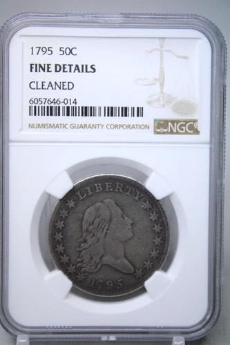 1795 Flowing Hair Half Dollar 2 Leaves $1 NGC F Details Cleaned #6014