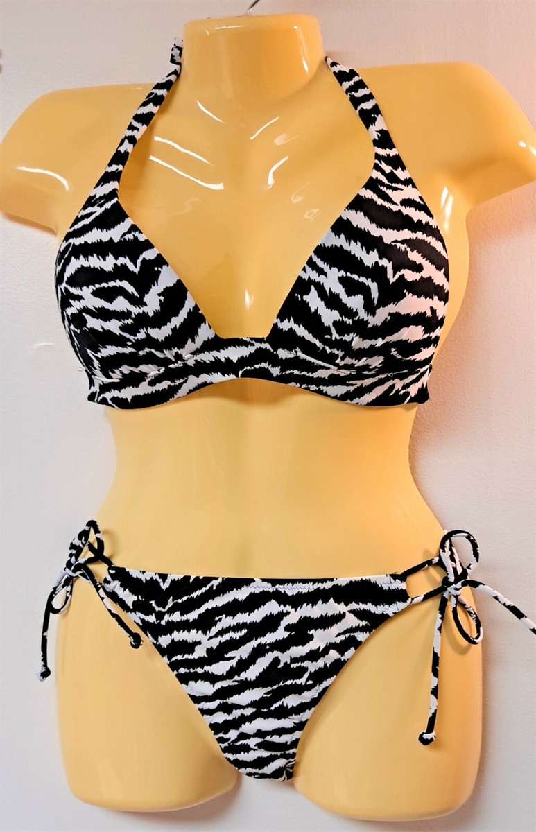 Victoria’s Secret ビキニセット　未使用　Sサイズ 💖Vintage Victoria's Secret S/M BLACK WHITE ZEBRA PRINT 2-pc