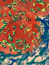 Très Belle Peinture 1960 Abstrait geometrique Carton Abstraction A Identifier