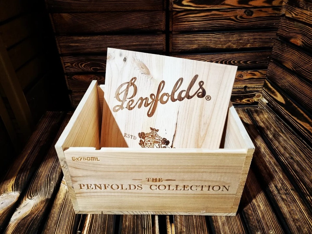 PENFOLDS Wooden Wine Box Crate Genuine Storage Drawer Hamper