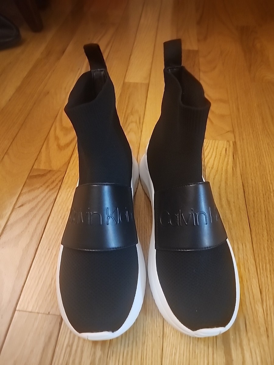 Calvin Klein Women's Sz Slip-On Black Sock Ankle Booties With