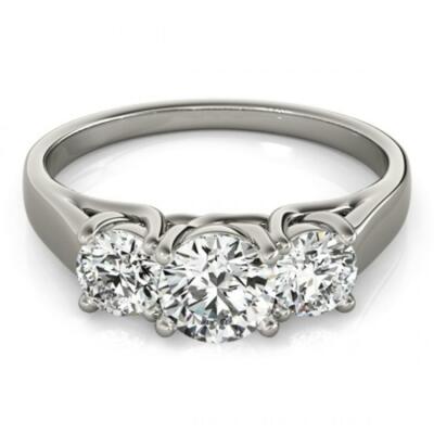 Voss+Agin Lab Grown Diamond 1.00ct 3 Stone Engagement Ring, AGI Certified, 14K