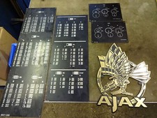 Ajax lathe 4TPI leadscrew data plate + motif /Ajax Badge, Trade Mark, Symbol