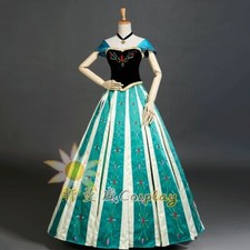 Frozen Anna Elsa Disney Cosplay Costume Long Pink Dress