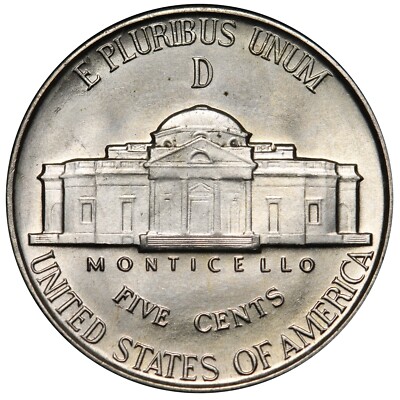 1944-D Jefferson Silver War Nickel Beautiful BU Brilliant Mint
