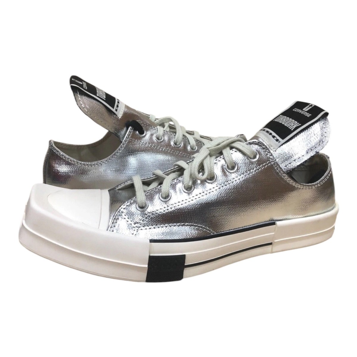 NEW! Converse RICK OWENS DRKSHDW TURBODRK Chuck 70 Low Silver Mens