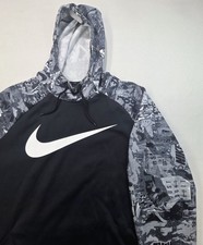 Nike Hoodie Pullover Men 2XL Graphic Sleeves Center Swoosh Just Do It Dri Fit