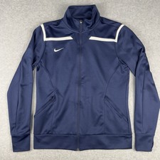 Nike Dri-Fit Running Jacket Womens Large Navy Full Zip Light Weight Nike Swoosh