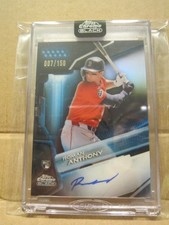Roman Anthony 2026 Topps Chrome Black #CBA-RA Blue Encased Auto Card 7/150 R/C
