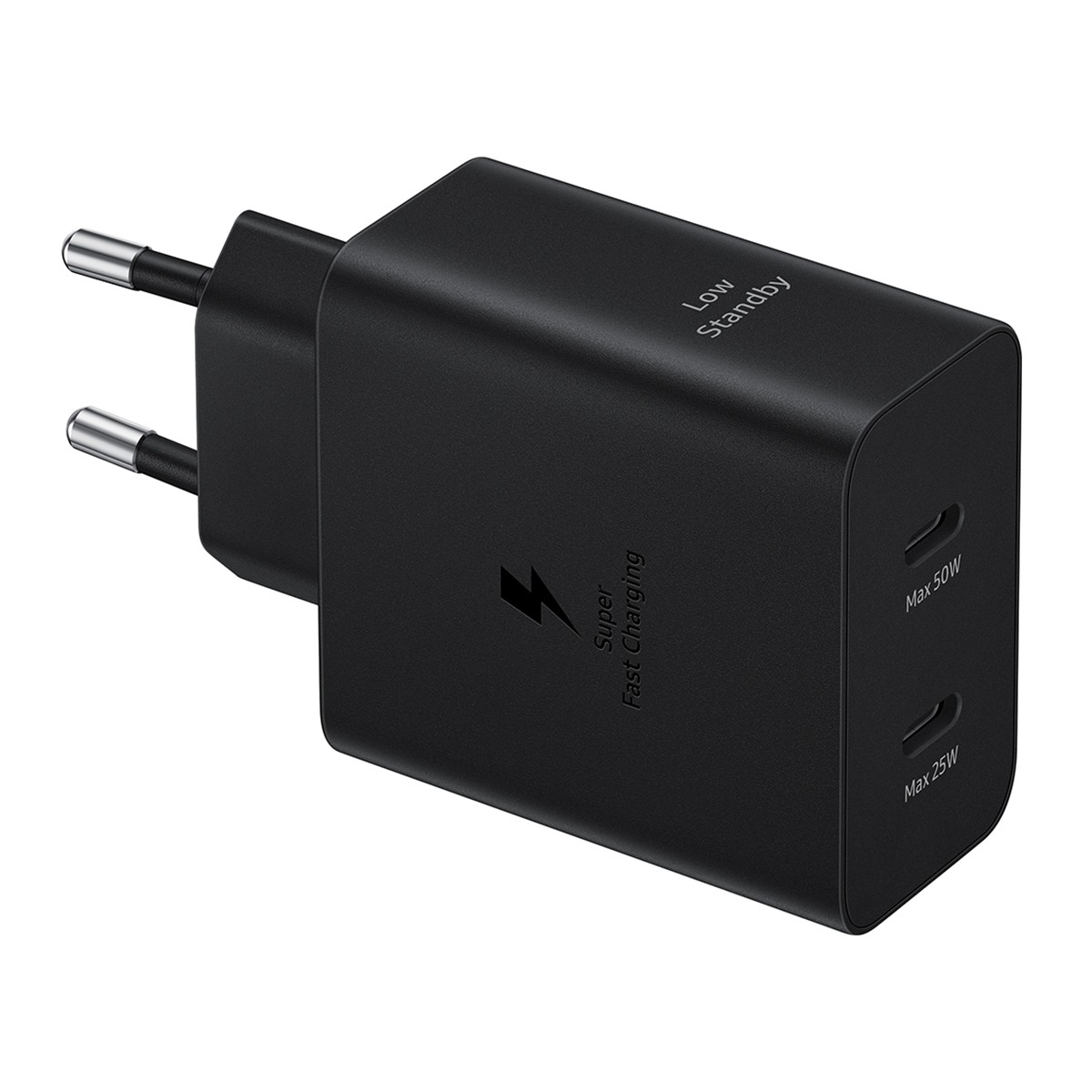 Chargeur Secteur Universel DUO 50W Samsung GaN pour charger deux appareils simultanément en noir