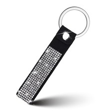 Bling Rhinestone Wristlet Keychain Wrist Lanyard Extended Small, Black