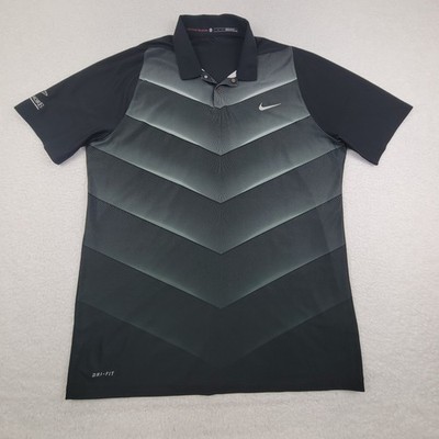 Nike Tiger Woods Collection Shirt Mens Large Black Gray Golf Dri Fit Sagamore