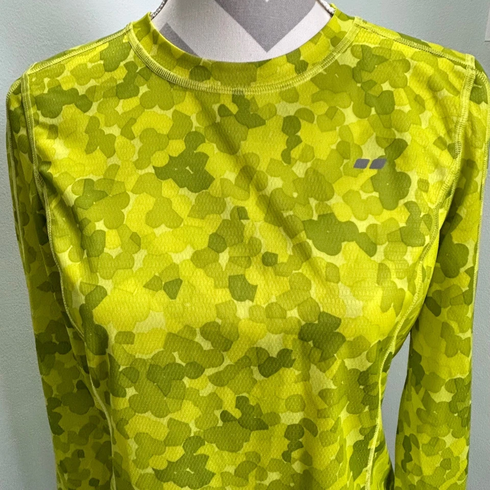 Top deportivo Koppen para mujer manga larga capa base rendimiento verde neón M Foto 3 de 4