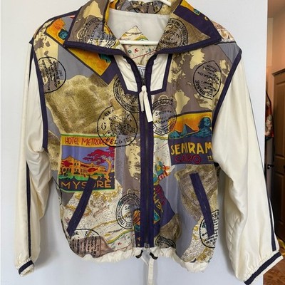 East West Silks Vintage 100% Silk Graphic Bomber Jacket Small World Map Cairo