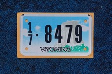 One or More - WYOMING MOTORCYCLE / TRAILER License Plates w/ RANDOM Numbers