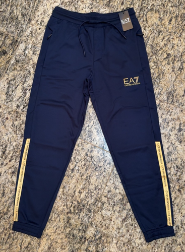 Jogging homme logo EA7 EMPORIO ARMANI 125 $ tailles XS-XXL bleu or AUTHENTIQUE NEUF - Photo 2/7