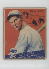 1934 Goudey Big League Chewing Gum R320 Tony Piet #8 n8a