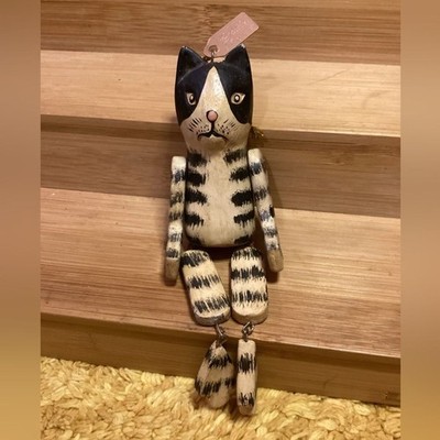Discovery Store Wooden Jointed Cat Christmas Tree Ornament Ornimals Indonesia