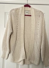 Abercrombie Fitch Womens Ivory Cable Knit Open Cardigan Sweater Sz Medium