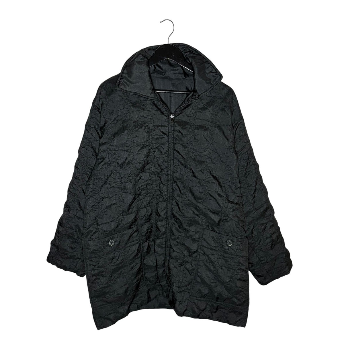 ジャケット・アウター 00s ISSEY MIYAKE WINDCOAT Archive Black Vintage Issey Miyake Windcoat Oversize Reversible Crinkle Coat