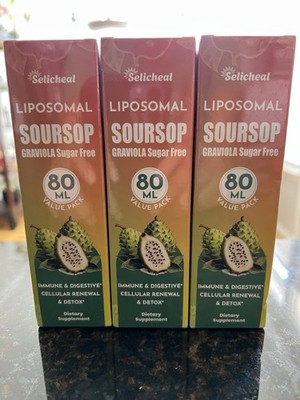 Lot of 3 Selicheal Liposomal Soursop Graviola Dietary Supplement (80mL) - Sealed