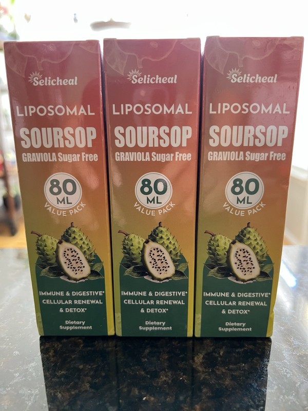 Lot of 3 Selicheal Liposomal Soursop Graviola Dietary Supplement (80mL) - Sealed