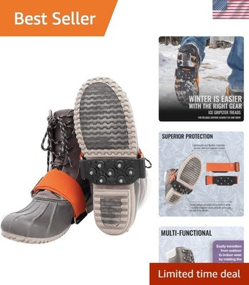GGS Ice Cleats for Shoes & Boots   Non-Slip, Mid-Sole Spikes with Adjustable ...