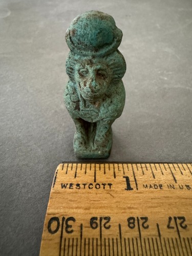 MINIATURE THOTH EGYPTIAN GOD OF WISDOM HOLDING WEDJAT EYE AMULET FIGURINE