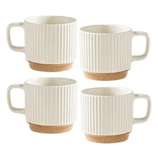 Cappuccino Cups,Coffee Mugs with Handle, Ceramic Mug Set, Stackable Coffee Cu...