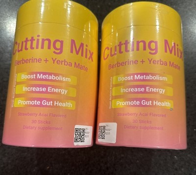 2 Pk ~ Cutting Mix / Berberine Yerba Mate Drink Sticks / Strawberry Acai 30 Pk