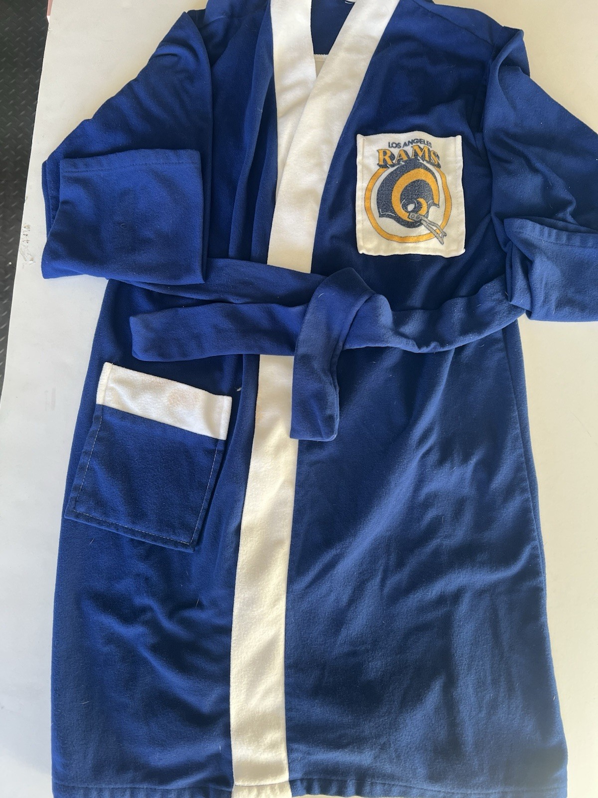Vintage Los Angeles Rams Robe Youth Blue NFL Football Kids Bathrobe 80s