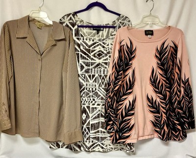  3 Women s Tops 2X Anthony-Abstract Tunic, Notation-Blouse, Bob Mackey-Sweater