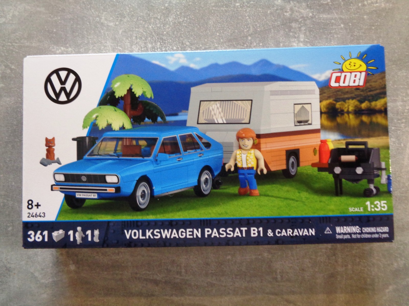 COBI Volkswagen Passat B1 mit Wohnwagen, 1:35, 361 Teile | Passat B1, Wohnwagen, Grill, Figur, Katze, Diorama, VW-Lizenz, EU, ab 8 Jahren - Bild 3