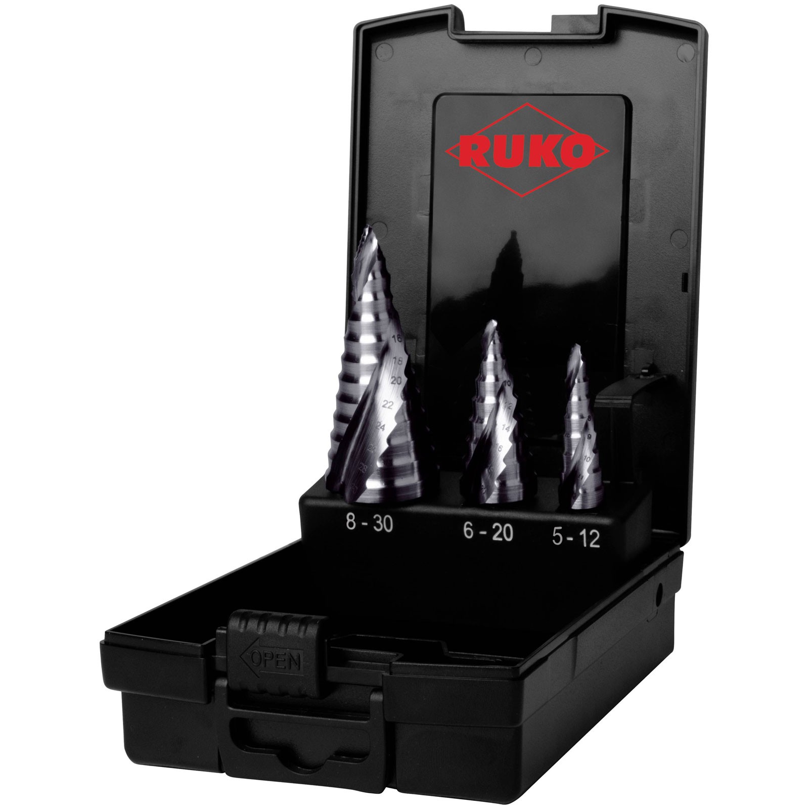 RUKO Step Drill Bit Set 3-Piece 5-30mm HSS