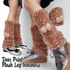 Kawaii Deer Faux Fur Plush Leg Warmers Winter Furry Fleece Socks Boots Cover