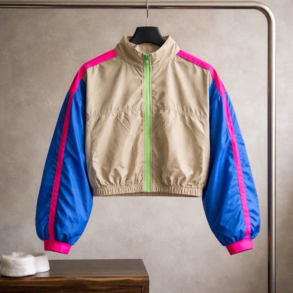 Fabletics Colorblock Windbreaker Jacket Cropped R… - image 1