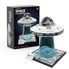 UFO Spaceship Building Block Set, LED Lights, Alien Model, Interstellar Brick...