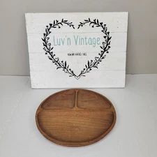 Genuine Teak Wood Divided Serving Tray Plate Thailand Vintage Appetizer Dish