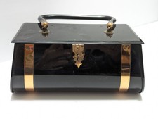 Brown Lucite Copper Colored Hardware Clasp Purse Vintage