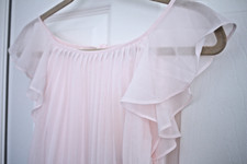 BCBG Generation Flutter-Sleeve Pleated Dress Womens XXS Color Pink Dove NWT $98