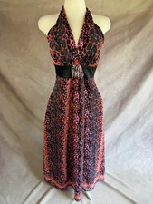 Et Vous Pink Animal Print Halterneck Maxi Dress Size 12 Party Evening