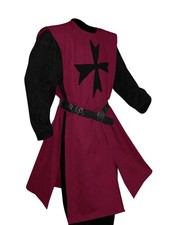 Gafeng Men's Renaissance Costume Knights Templar Crusader X-Large, Burgundy
